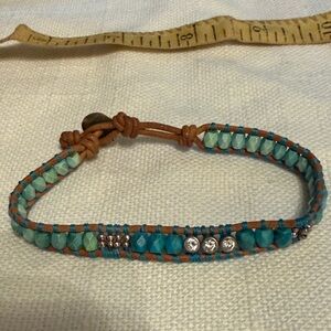 Silpada Turquoise Sterling Silver  Brown Leather All Wrapped Up Bracelet B2877